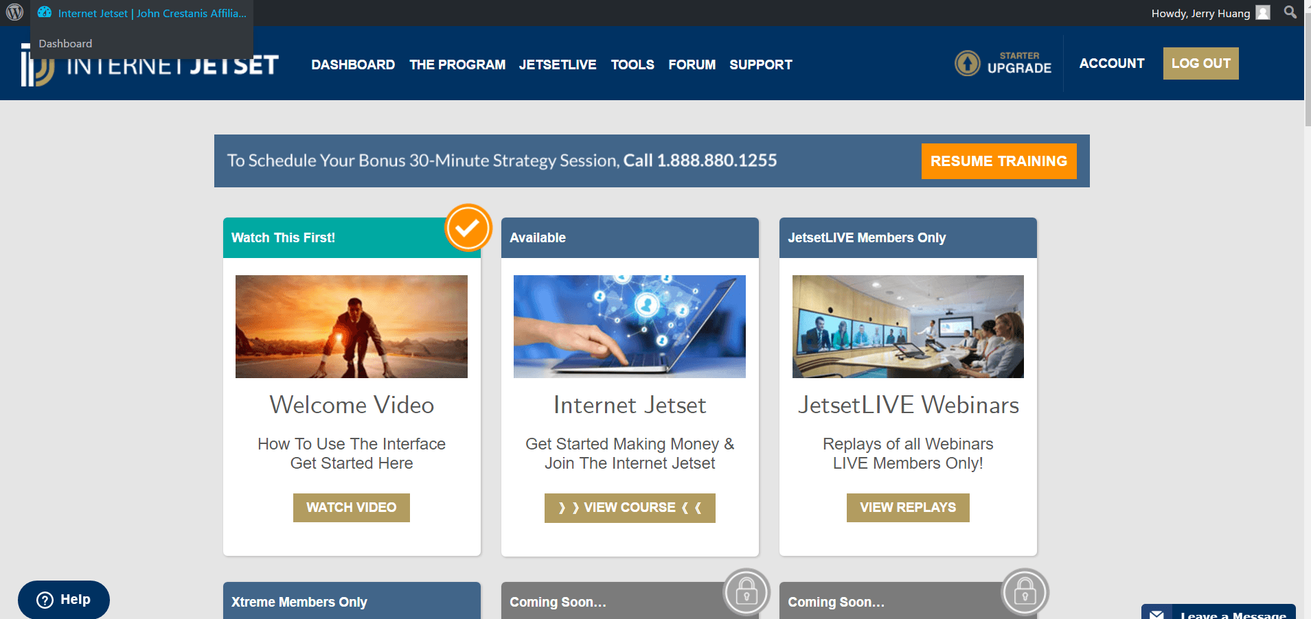 internet jetset dashboard