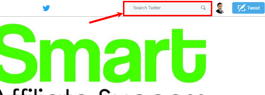 position of the twitter search bar - top right corner in desktop version