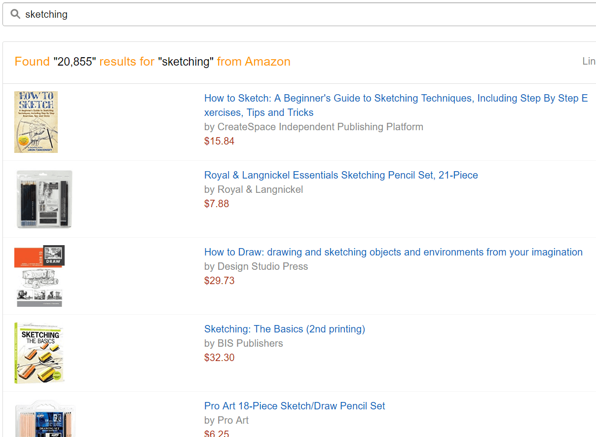 affiliate products for sketching on amazon