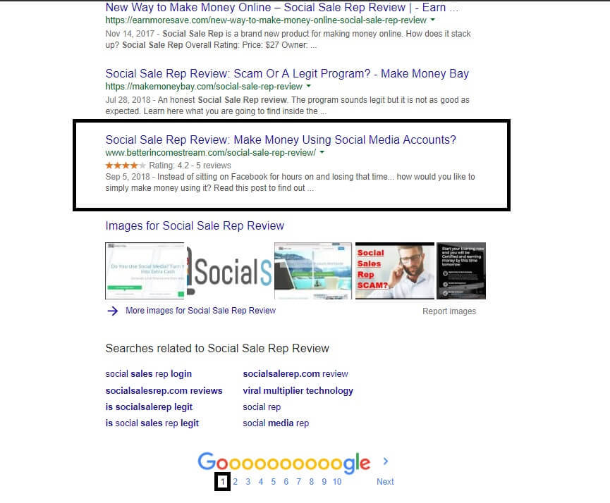 Social Sale Rep Review: An Inside Look At This Social Media Scheme Google SERP