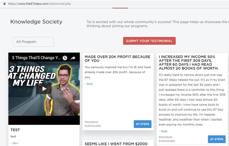 Tai Lopez The 67 Steps Review: The Truth Behind This Course EXPOSED Testimonial 1