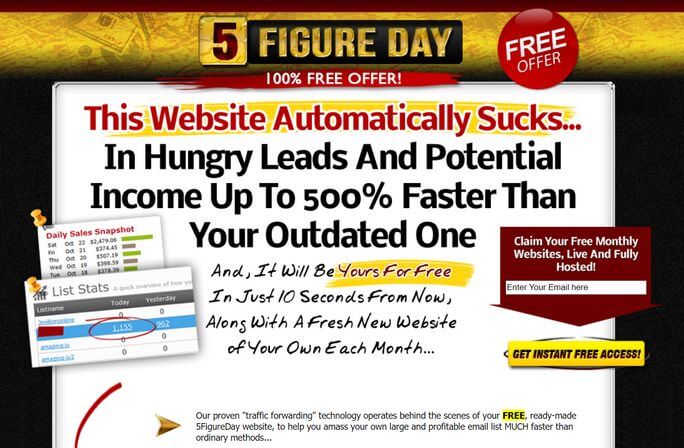 5 figure day free website