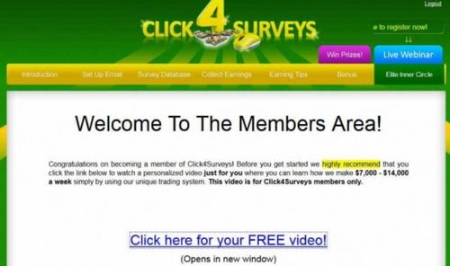 click 4 surveys upsell
