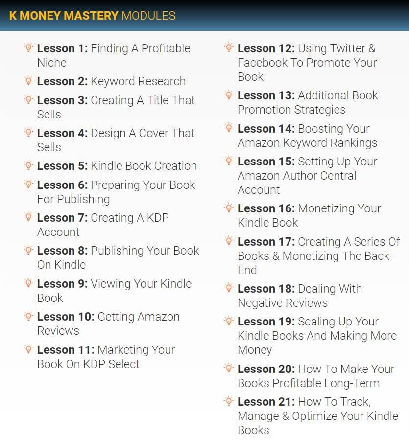 Is K Money Mastery A Scam Sell Ebooks When You Suck At Writing - k money mastery lesson overview