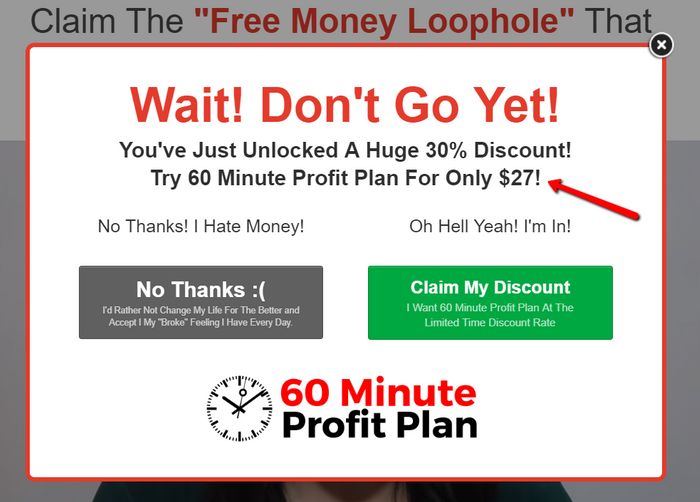 60 minute profit plan downsell