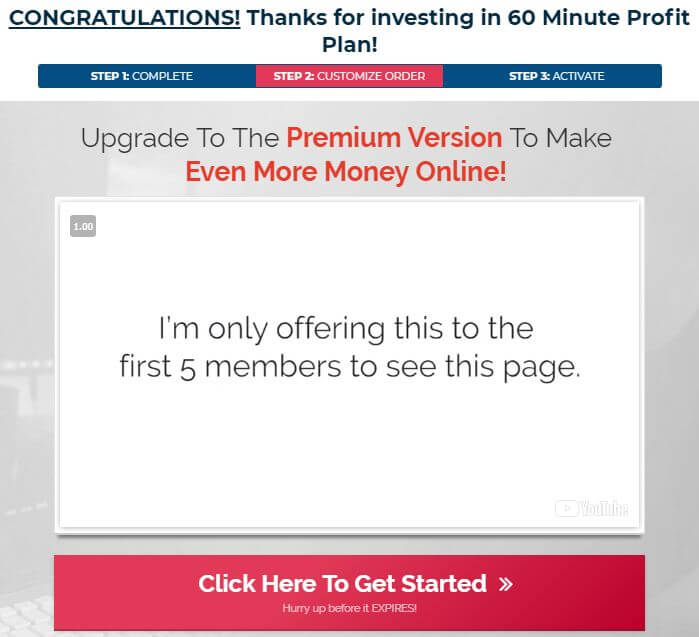 60 minute profit plan upsell