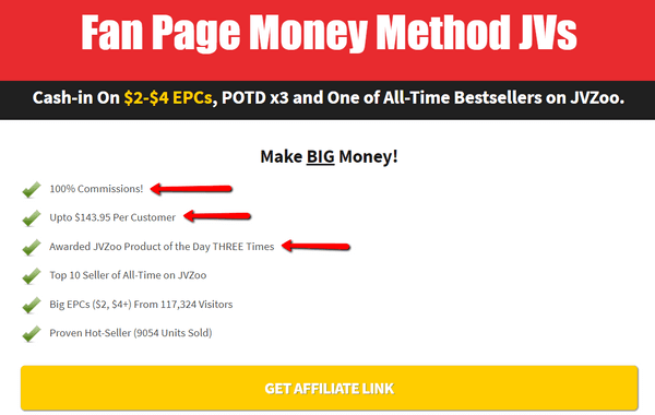 fan page money method affiliate