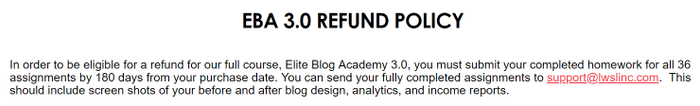 elite blog academy refund policy