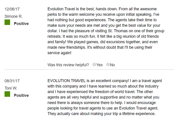 evolution travel positive review