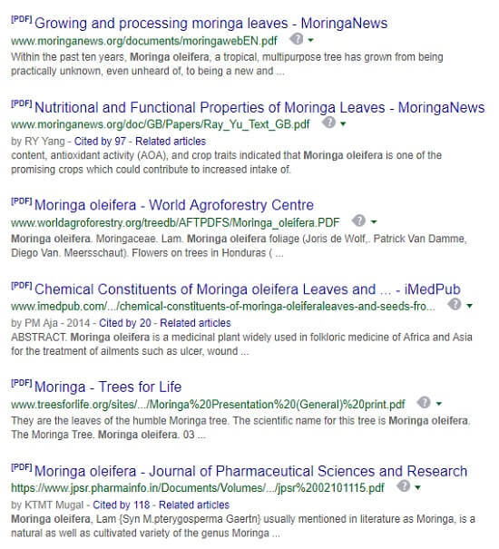 Moringa Research Journals