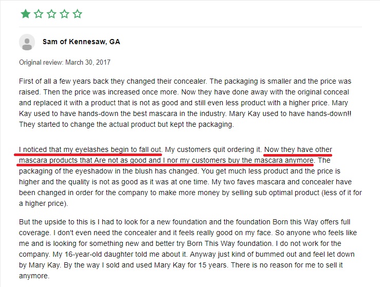 Mary Kay Negative Review