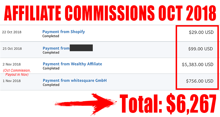 affiliate commissions oct 2018