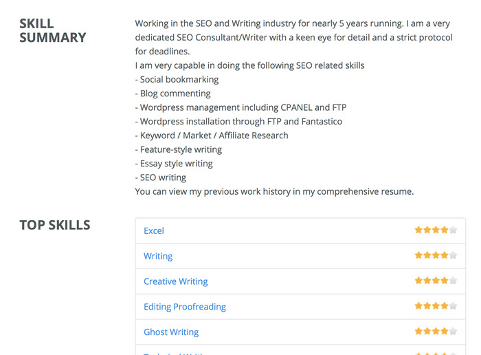 onlinejobs.ph worker skills summary