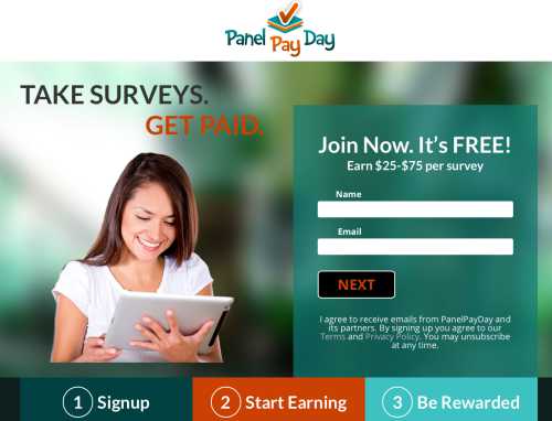 Panel Payday Sign Up Page Panel Payday Sign Up Page