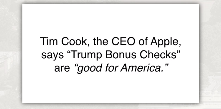 Trump Bonus Checks Tim Cook Trump Bonus Checks Tim Cook