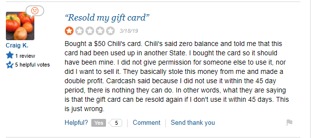 CardCash Complaint Zero Balance Again