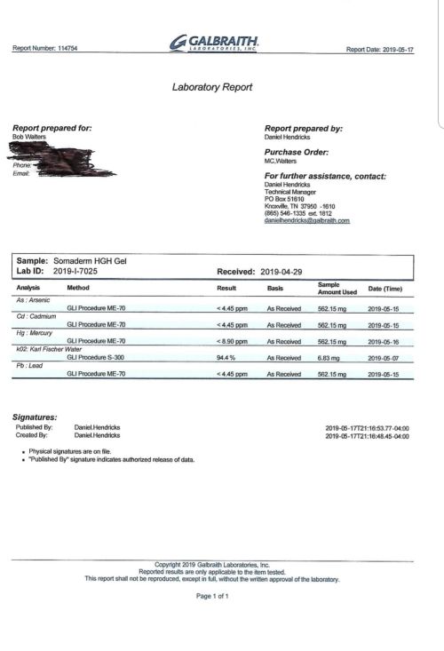 Somaderm Review - Lab Result Somaderm Review - Lab Result