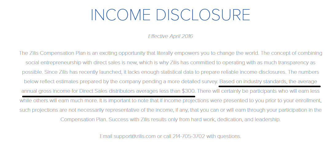 Zilis Review - Income Disclosure Zilis Review - Income Disclosure