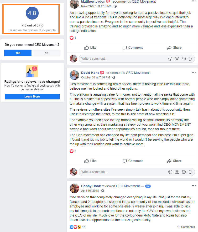 Is CEO Movement a Scam - Overall Facebook Comment Is CEO Movement a Scam - Overall Facebook Comment
