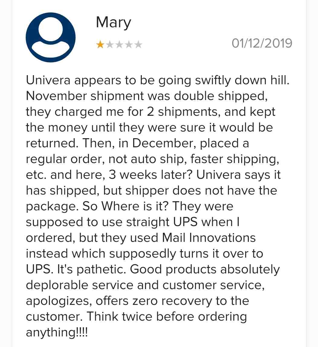 Is Univera a Scam - Negative Product Review from BBB 2