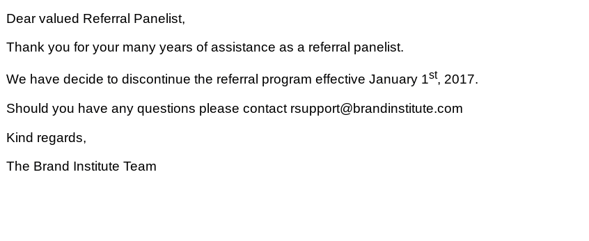 Is Brand Institute a Scam - Discontinued Referal Program