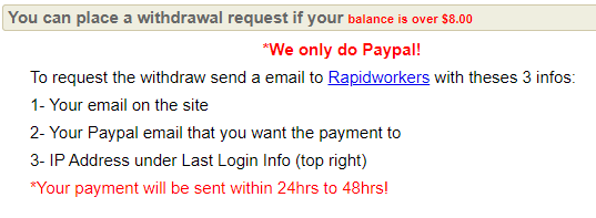 Rapidworker Review - Payout Options Rapidworker Review - Payout Options