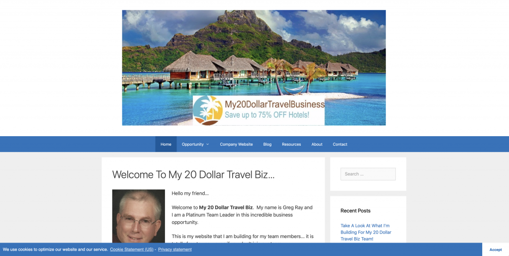 My 20 Dollar Travel Business Review - Landing Page