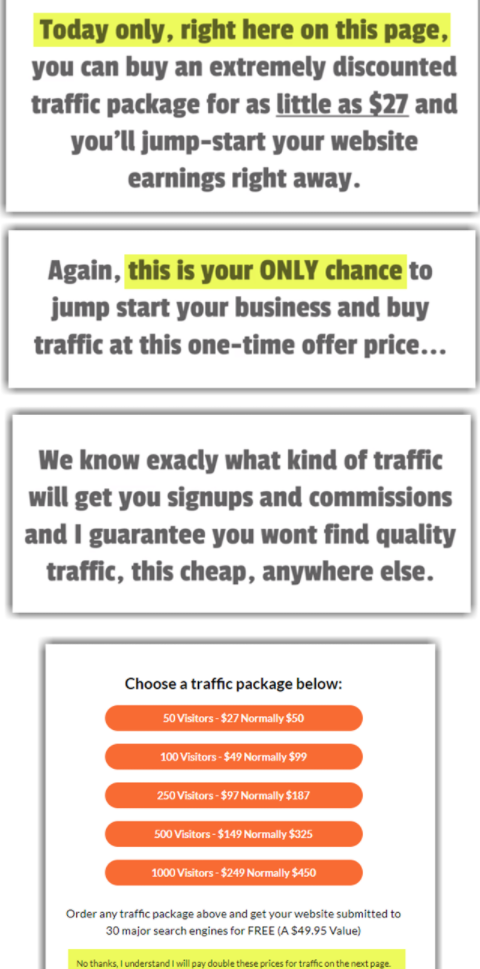 Free Turnkey Websites Review - Traffic Packages