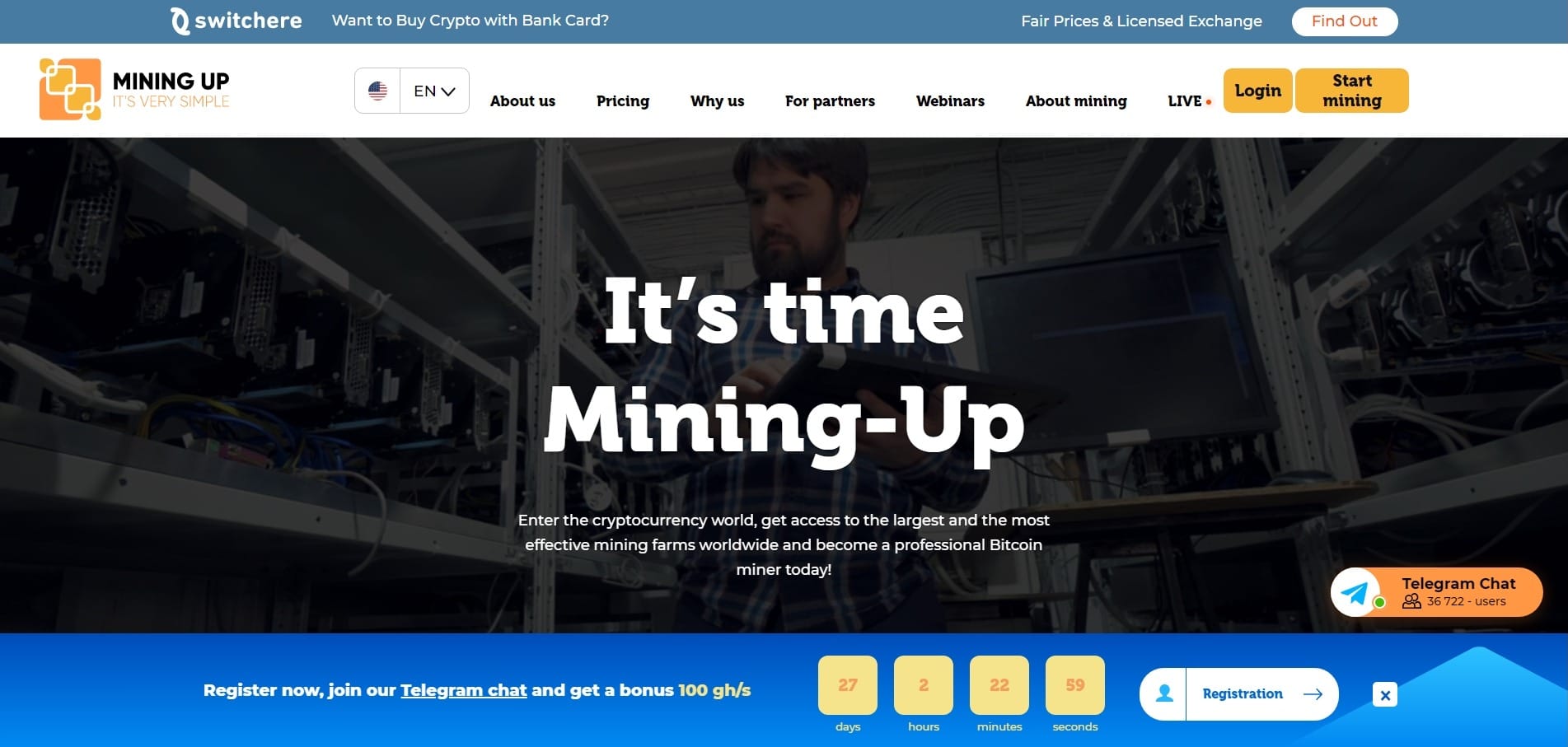 Mining Up Review - Landing Page