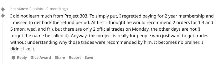 Project 303 Review - Not so Good Customer Review Again