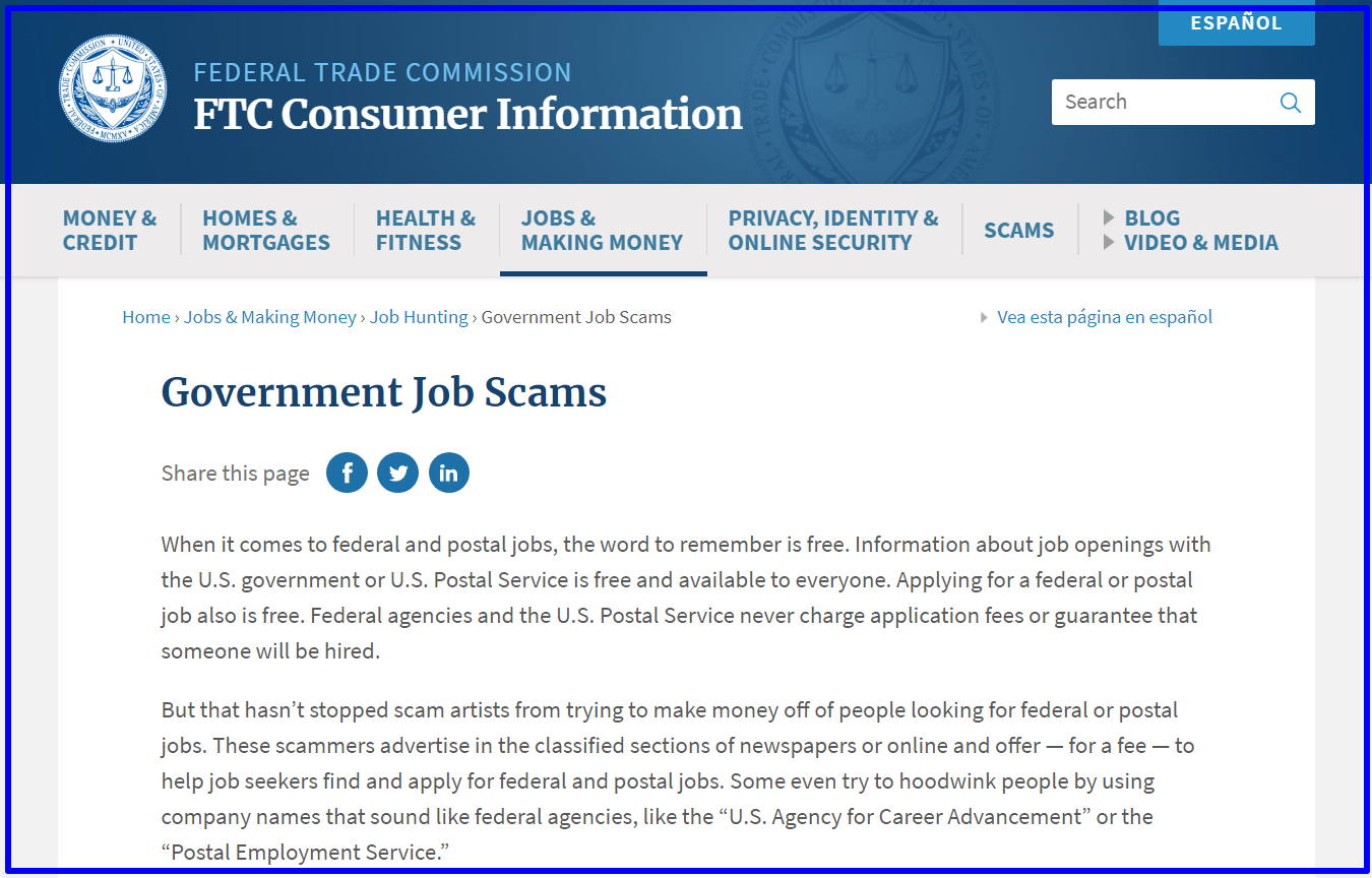 Is Postal Jobs Source a Scam - FTC Warning