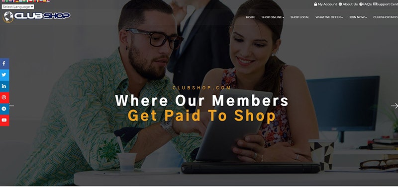 ClubShop Review - Landing Page