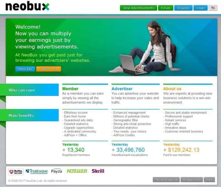 NeoBux Review - Landing Page