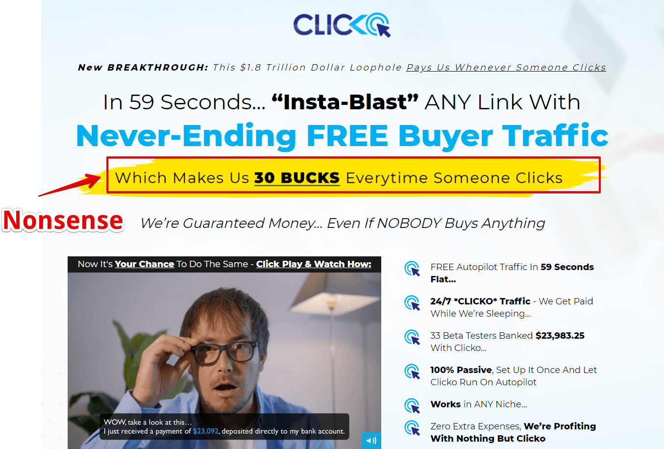 Clicko Review - Landing Page Nonsense